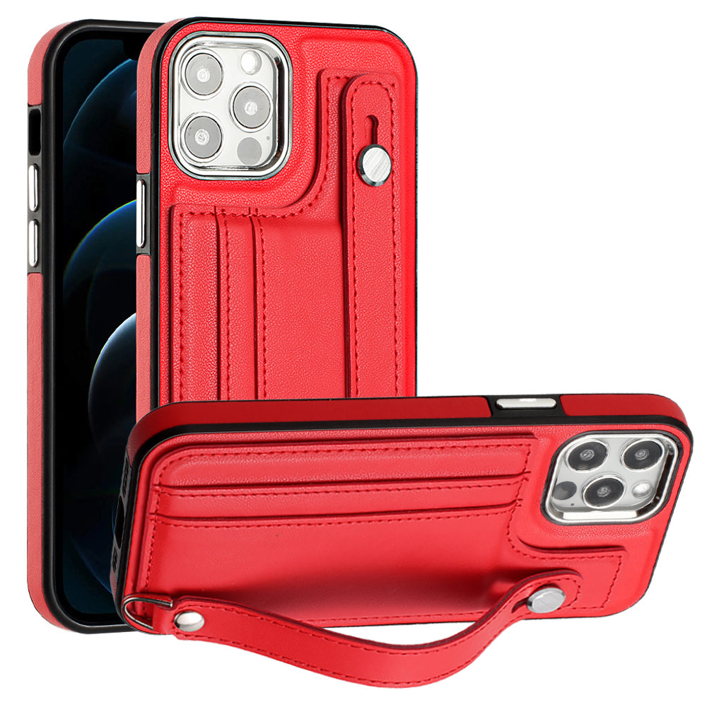 Til iPhone 12/12 Pro 6,1 tommer Kickstand Cover YB Læder Coating Series-5 kortholder TPU telefoncover Til iPhone 12/12 Pro 6,1 tommer Kickstand Cover YB Læder Coating Series-5 kortholder TPU telefoncover